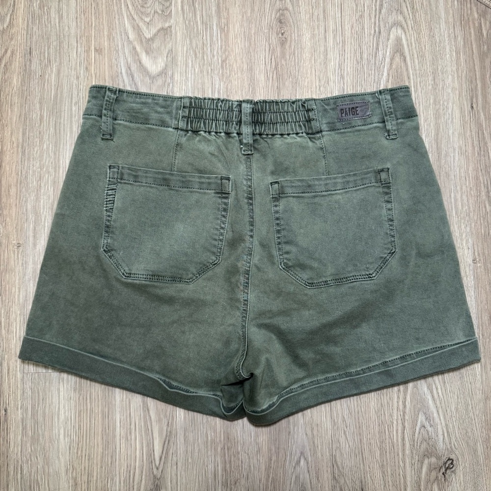 PAIGE Christy Shorts Women’s Size 28 Olive Green Elastic Back Drawstring Cuffed - Picture 3 of 12